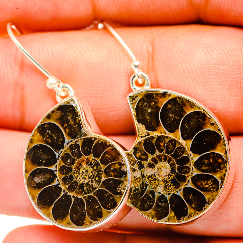 Ammonite Fossil Earrings handcrafted by Anasilvercos - EARR419657