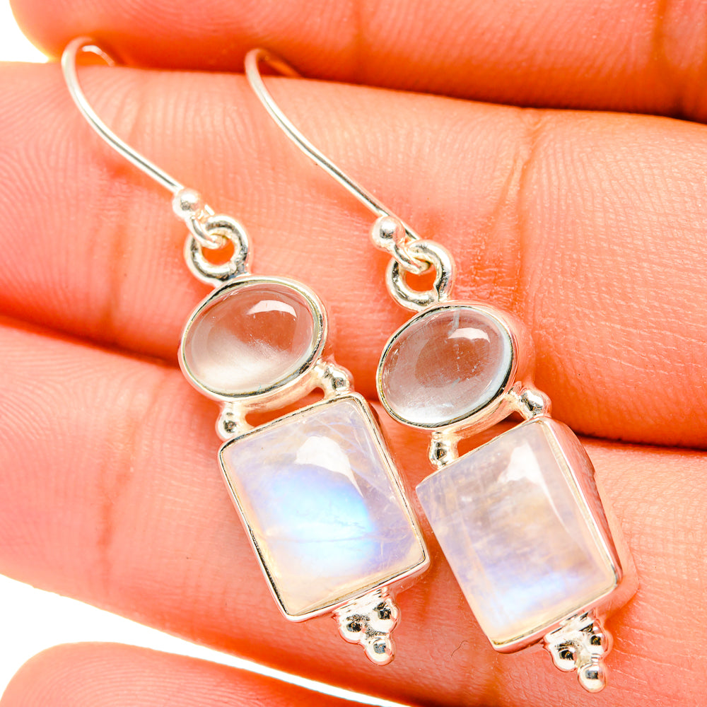 Rainbow Moonstone Earrings handcrafted by Anasilvercos - EARR419658