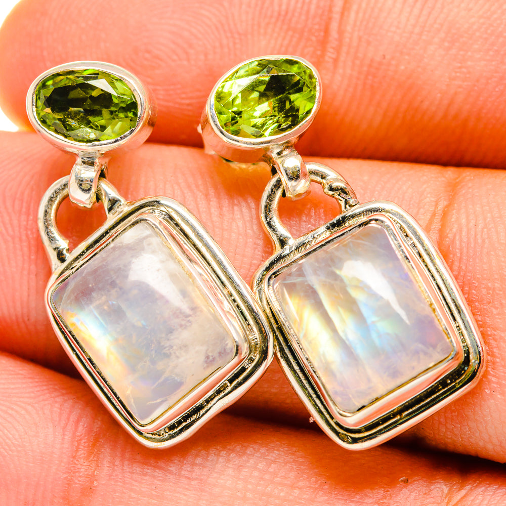 Rainbow Moonstone Earrings handcrafted by Anasilvercos - EARR419660