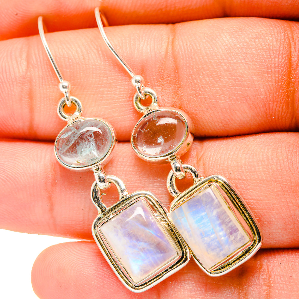 Rainbow Moonstone Earrings handcrafted by Anasilvercos - EARR419662