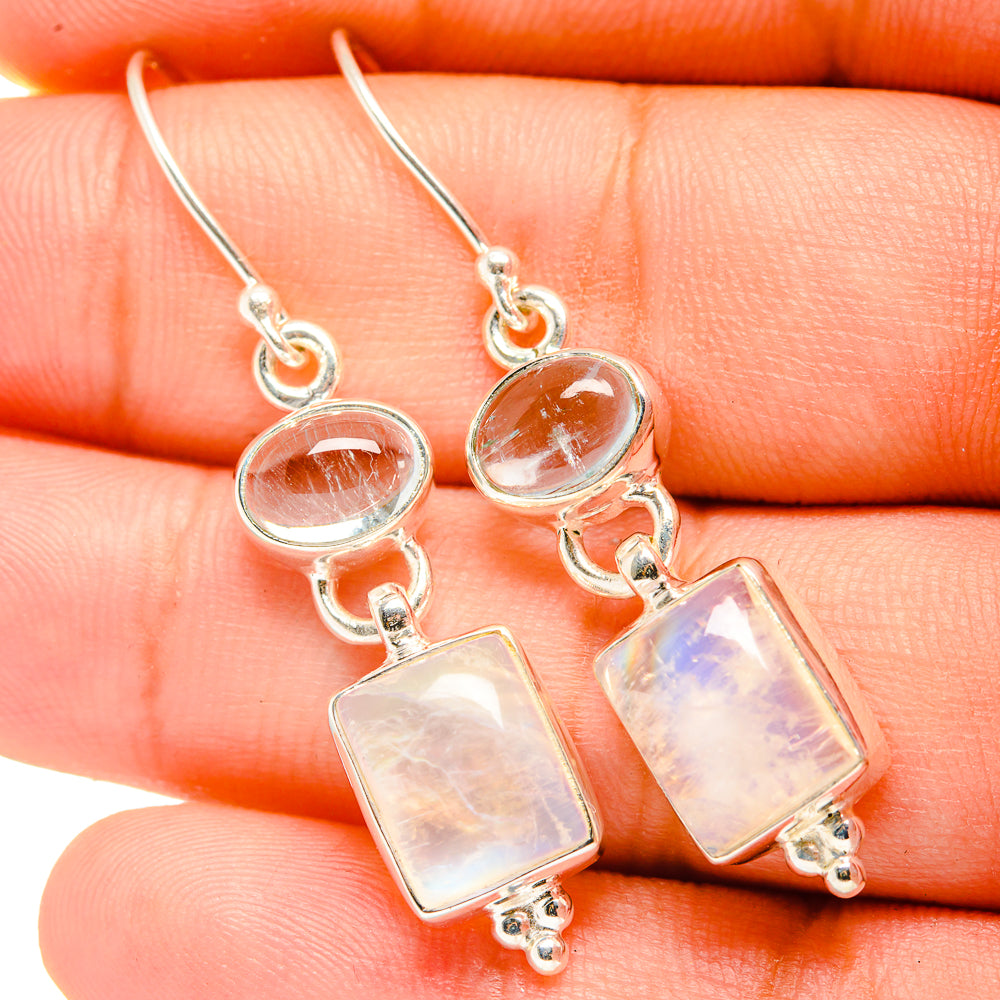 Rainbow Moonstone Earrings handcrafted by Anasilvercos - EARR419663