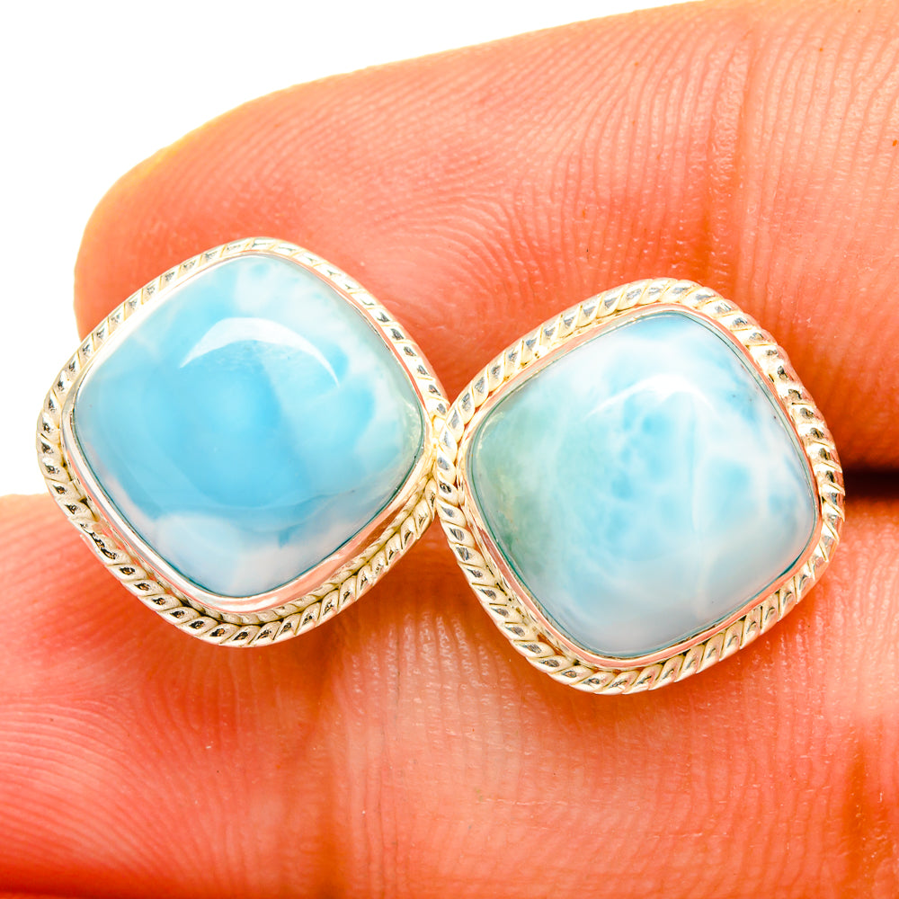 Larimar Earrings handcrafted by Anasilvercos - EARR419668