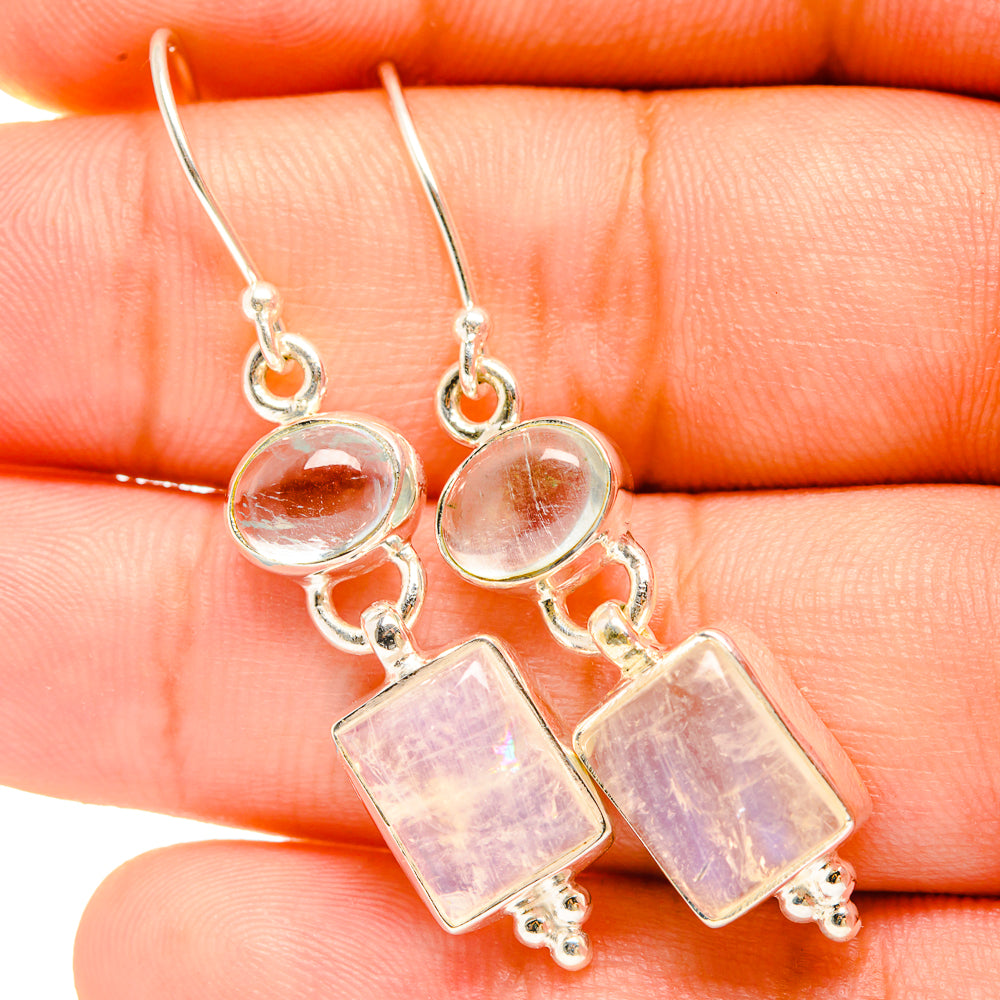 Rainbow Moonstone Earrings handcrafted by Anasilvercos - EARR419669