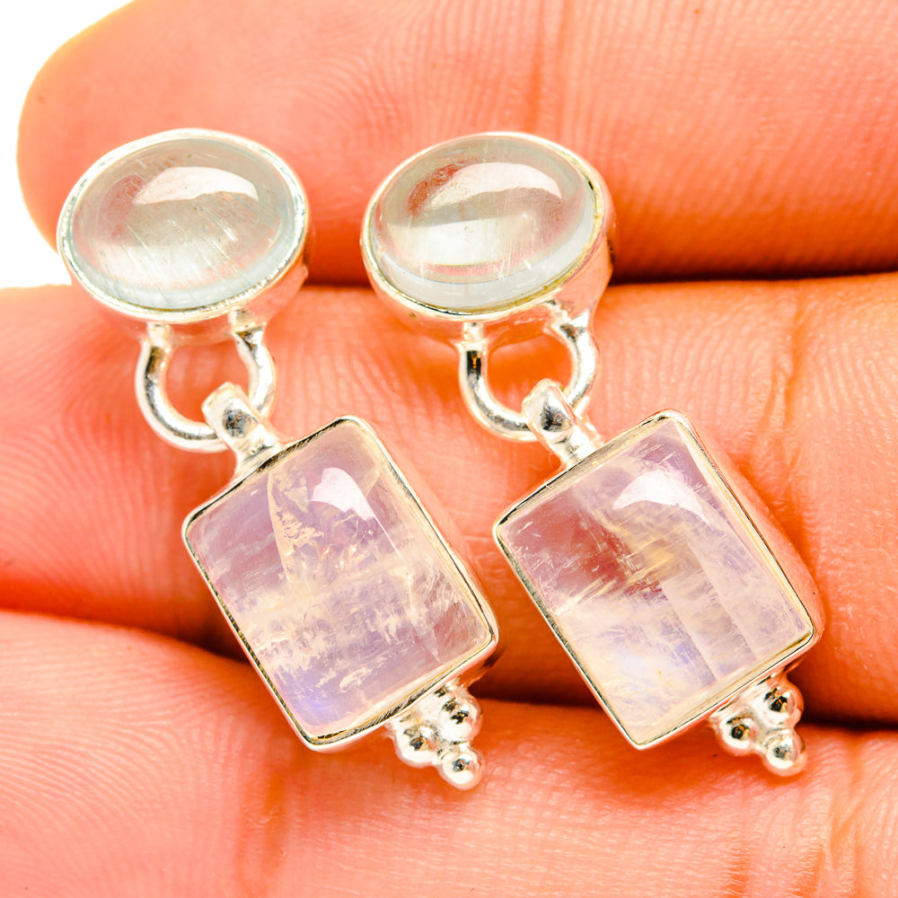 Rainbow Moonstone Earrings handcrafted by Anasilvercos - EARR419675