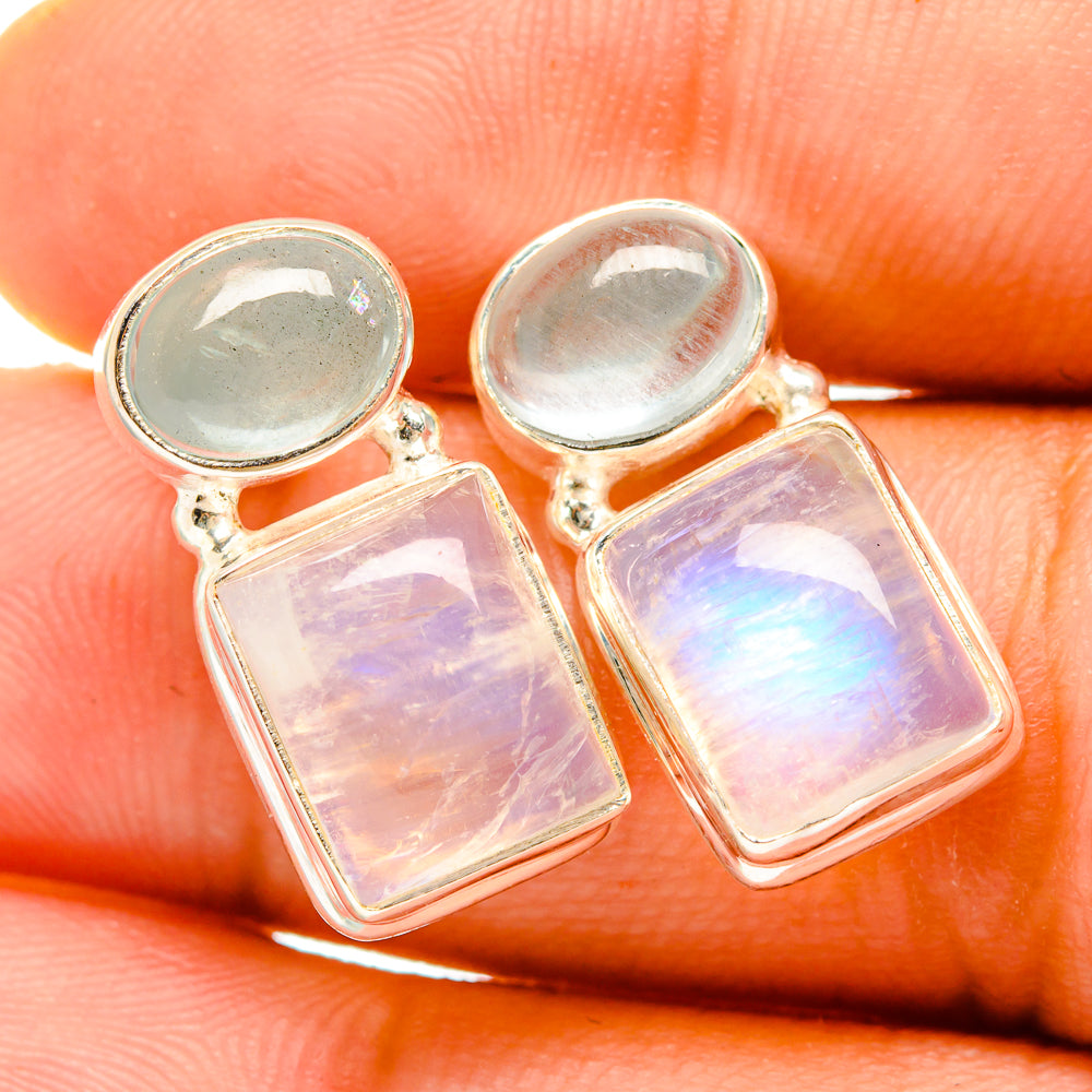 Rainbow Moonstone Earrings handcrafted by Anasilvercos - EARR419682
