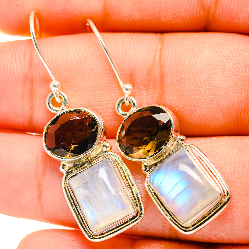 Rainbow Moonstone Earrings handcrafted by Anasilvercos - EARR419703