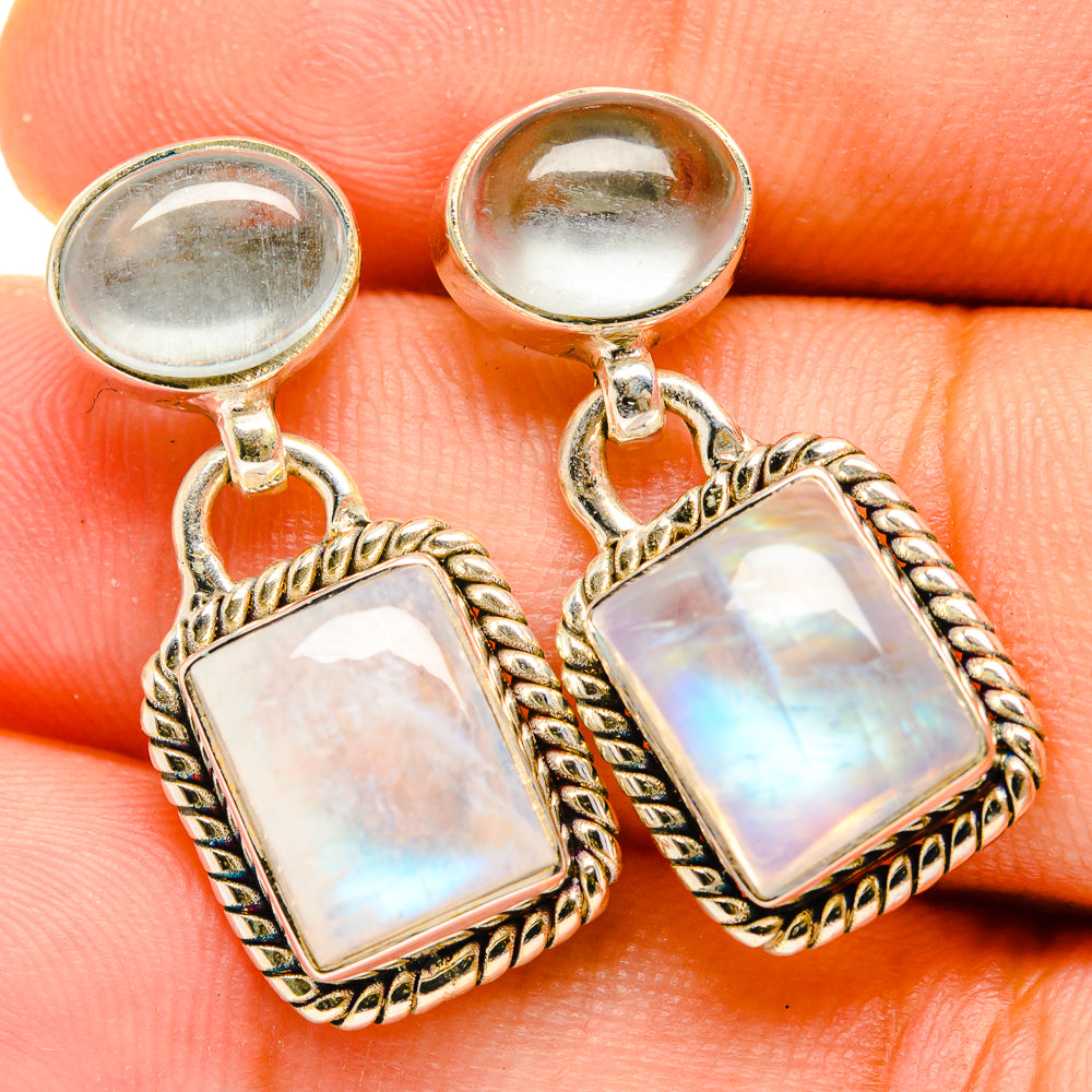 Rainbow Moonstone Earrings handcrafted by Anasilvercos - EARR419710