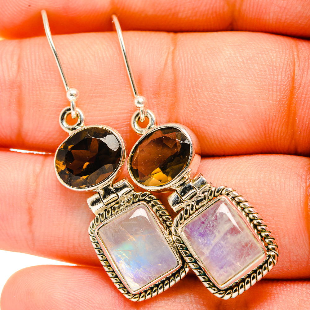 Rainbow Moonstone Earrings handcrafted by Anasilvercos - EARR419712