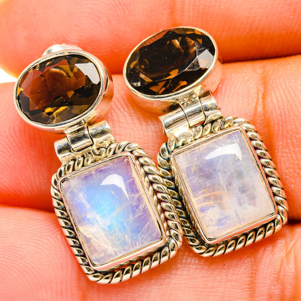 Rainbow Moonstone Earrings handcrafted by Anasilvercos - EARR419714
