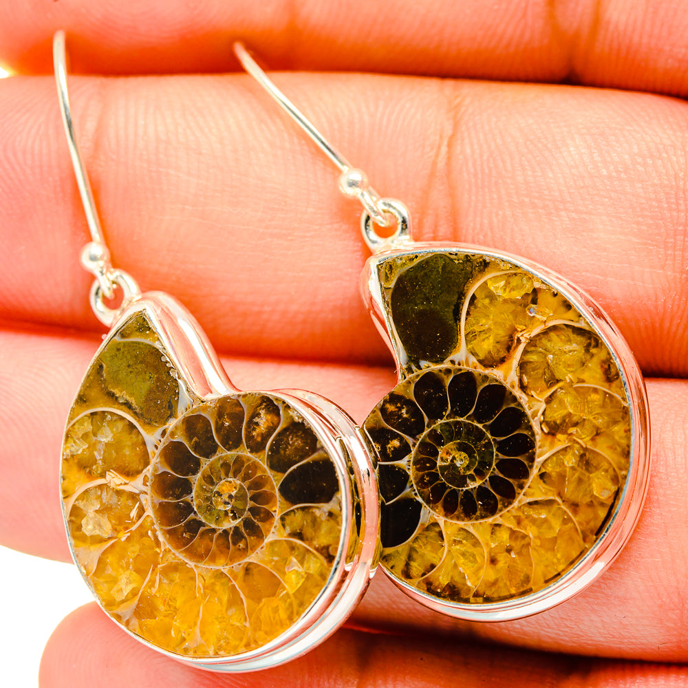 Ammonite Fossil Earrings handcrafted by Anasilvercos - EARR419717