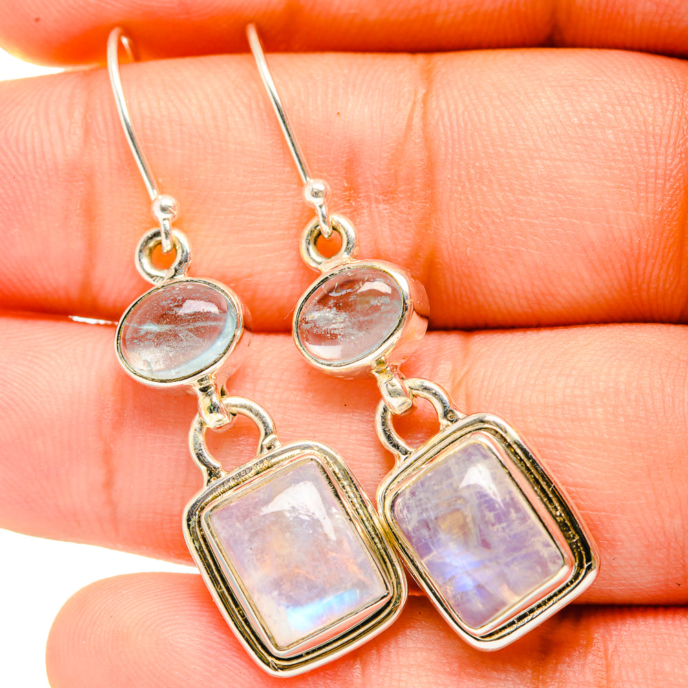 Rainbow Moonstone Earrings handcrafted by Anasilvercos - EARR419718