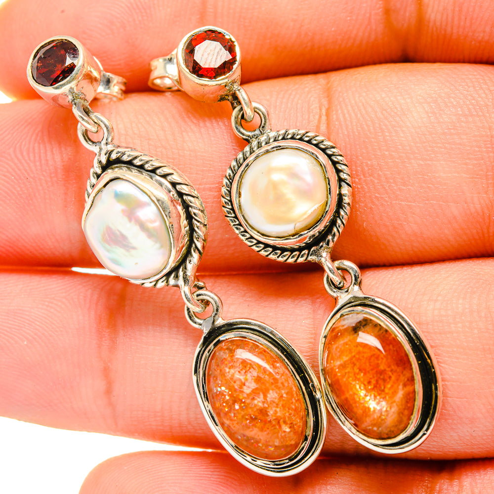 Sunstone Earrings handcrafted by Anasilvercos - EARR419720