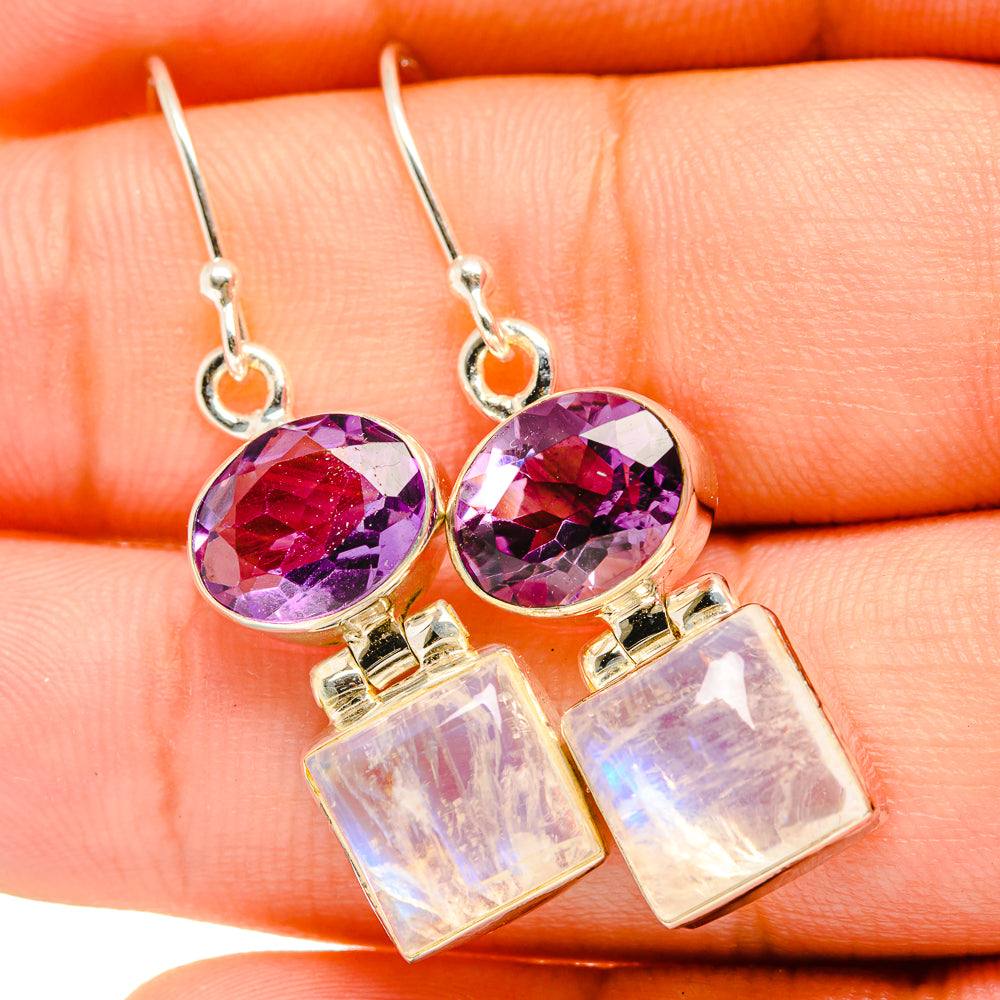 Rainbow Moonstone Earrings handcrafted by Anasilvercos - EARR419721