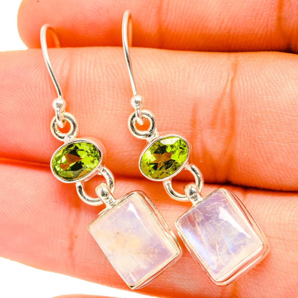 Rainbow Moonstone Earrings handcrafted by Anasilvercos - EARR419722