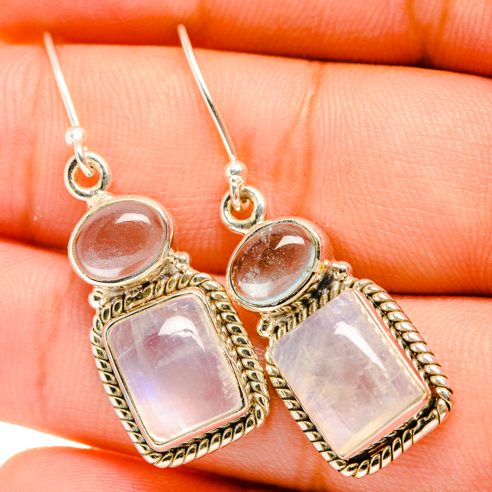 Rainbow Moonstone Earrings handcrafted by Anasilvercos - EARR419726