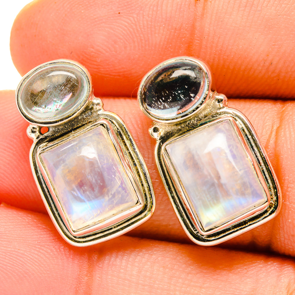 Rainbow Moonstone Earrings handcrafted by Anasilvercos - EARR419731