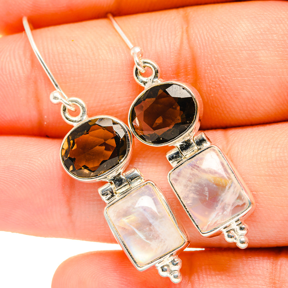 Rainbow Moonstone Earrings handcrafted by Anasilvercos - EARR419747