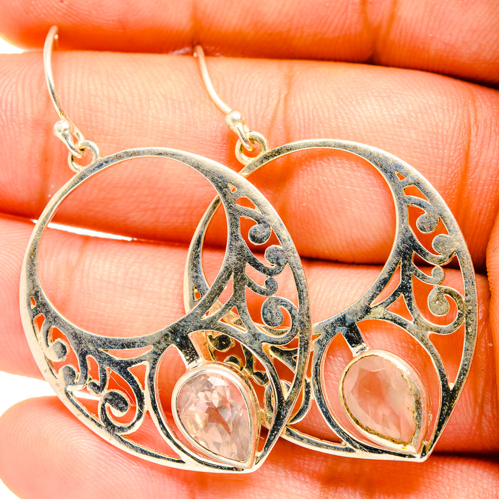Rose Quartz Earrings handcrafted by Anasilvercos - EARR419757