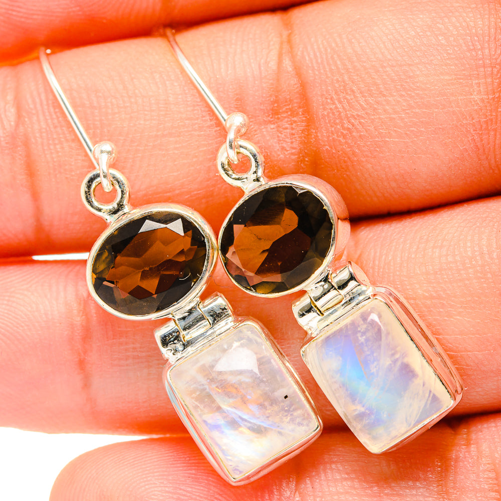 Rainbow Moonstone Earrings handcrafted by Anasilvercos - EARR419770