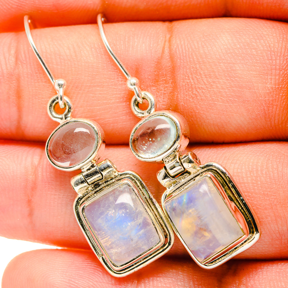 Rainbow Moonstone Earrings handcrafted by Anasilvercos - EARR419785