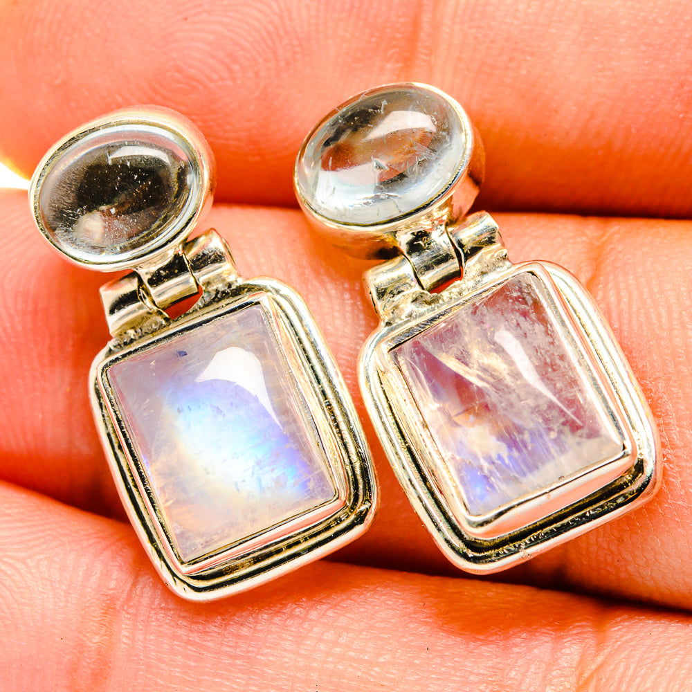 Rainbow Moonstone Earrings handcrafted by Anasilvercos - EARR419786