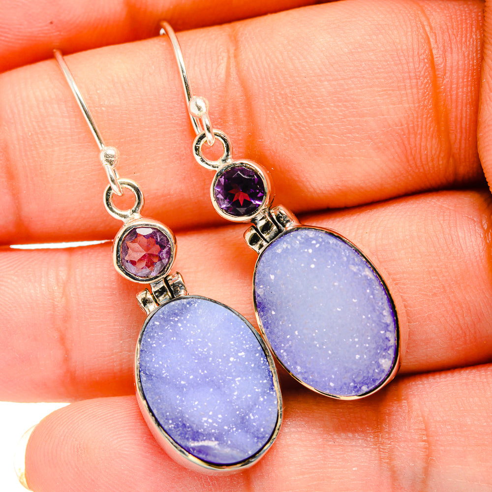 Purple Druzy Earrings handcrafted by Anasilvercos - EARR419793