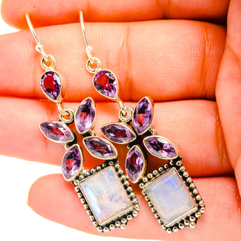 Rainbow Moonstone Earrings handcrafted by Anasilvercos - EARR419811