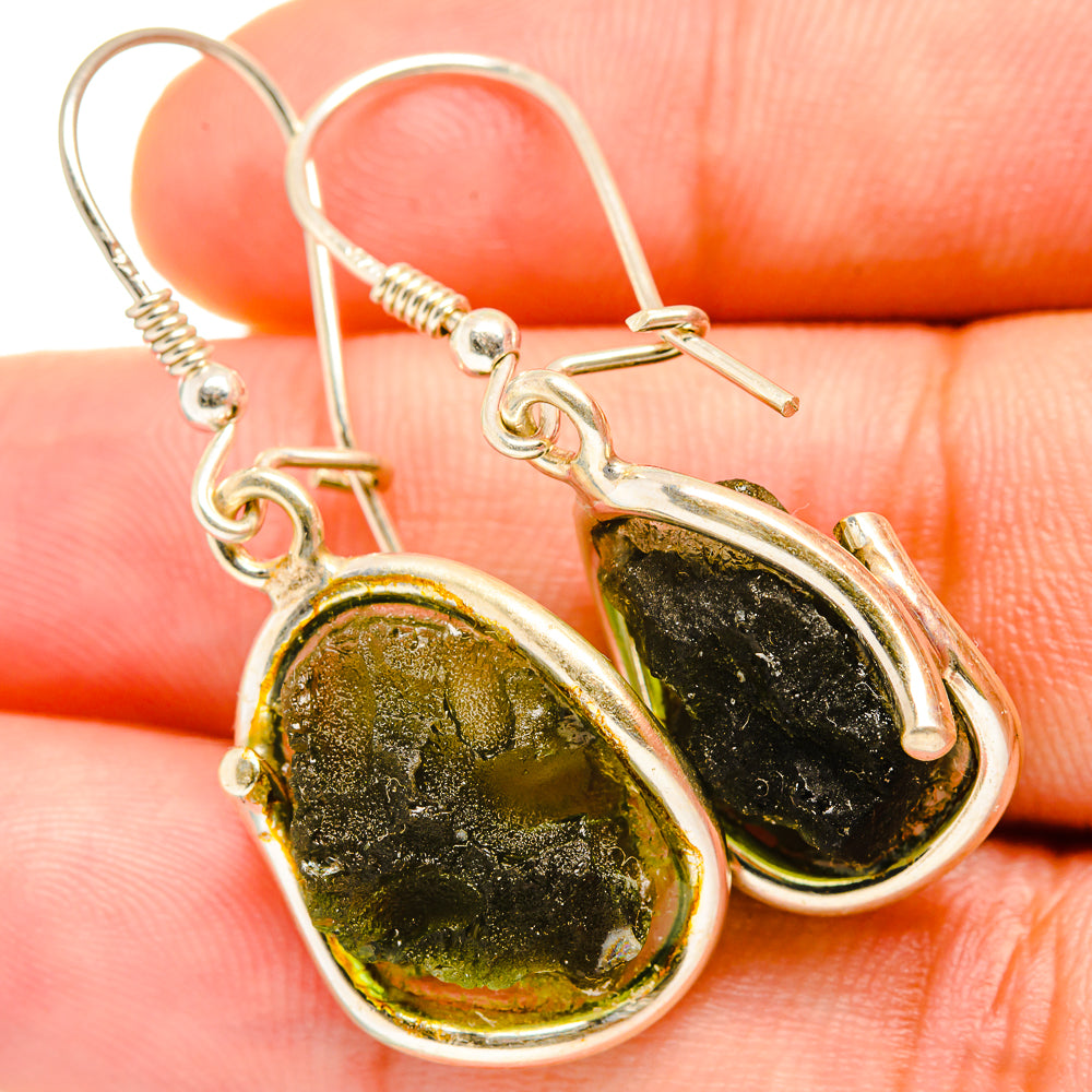 Czech Moldavite Earrings handcrafted by Anasilvercos - EARR419818