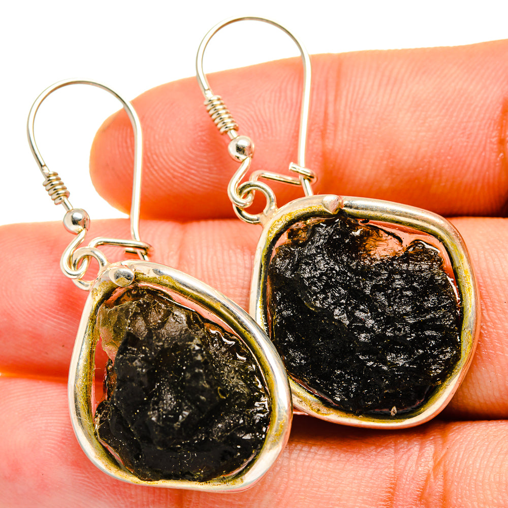 Czech Moldavite Earrings handcrafted by Anasilvercos - EARR419827