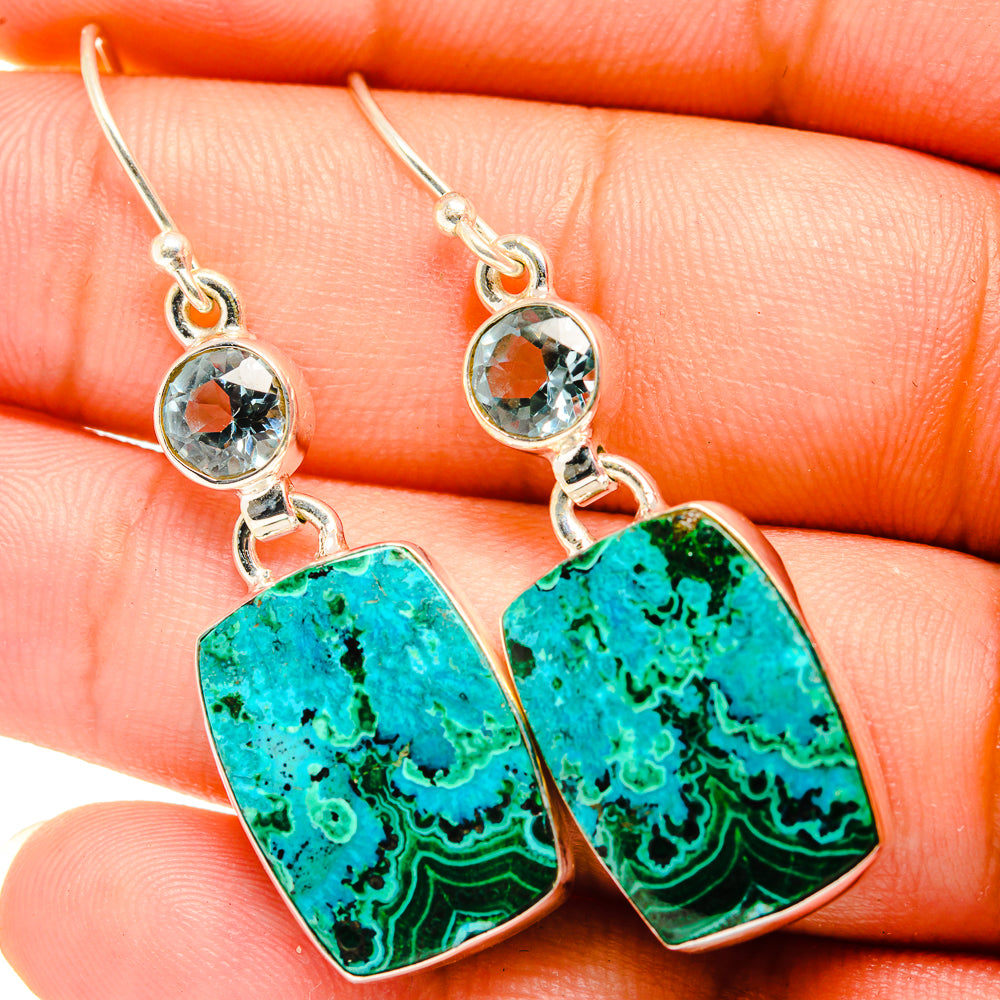 Malachite In Chrysocolla Earrings handcrafted by Anasilvercos - EARR419863