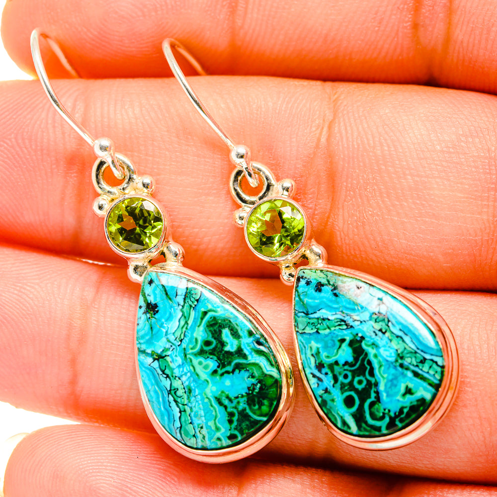 Malachite In Chrysocolla Earrings handcrafted by Anasilvercos - EARR419878