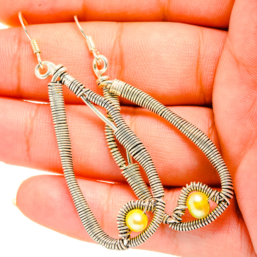Yellow Pearl Earrings handcrafted by Anasilvercos - EARR419880