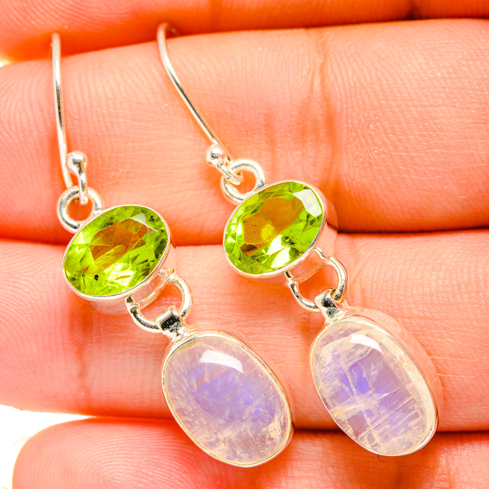 Rainbow Moonstone Earrings handcrafted by Anasilvercos - EARR419884