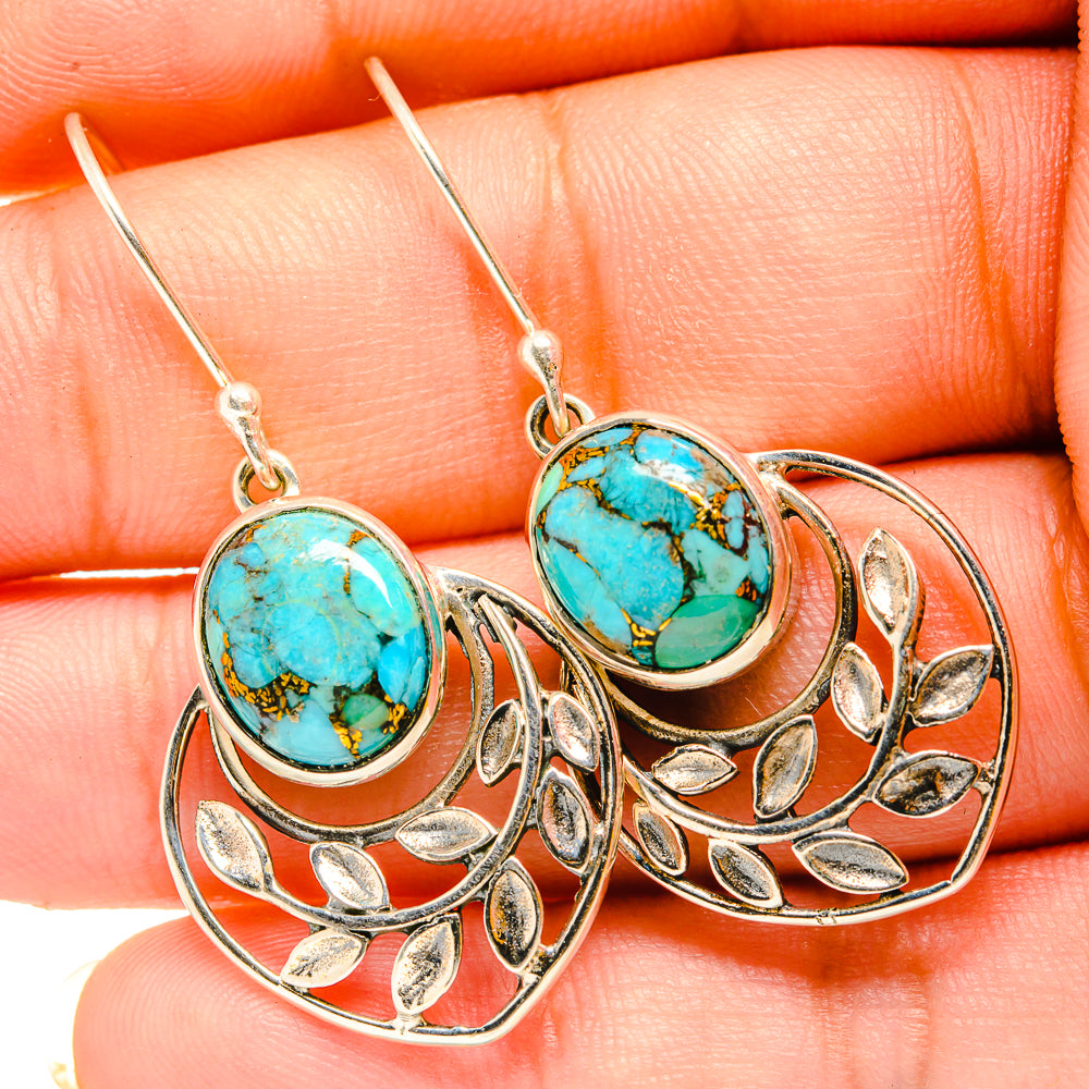 Blue Copper Composite Turquoise Earrings handcrafted by Anasilvercos - EARR419913