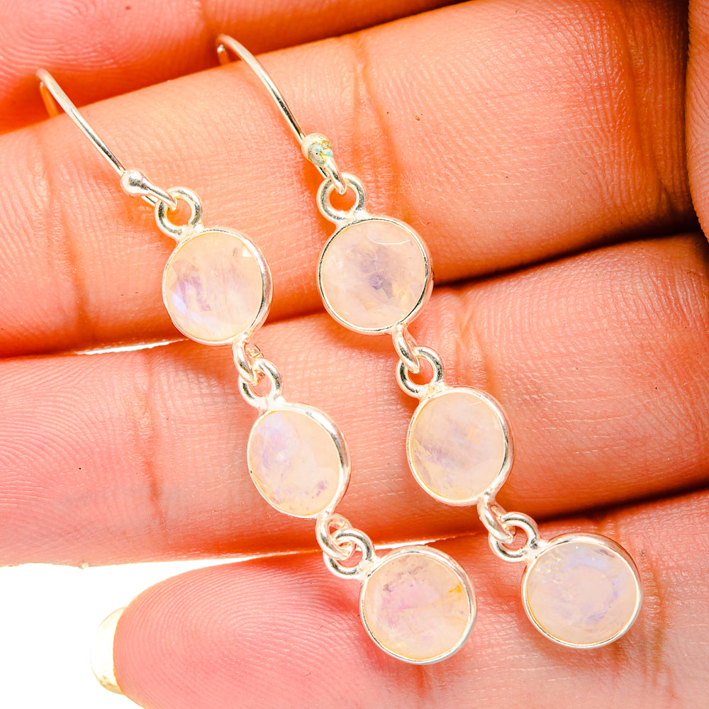 Rainbow Moonstone Earrings handcrafted by Anasilvercos - EARR419929