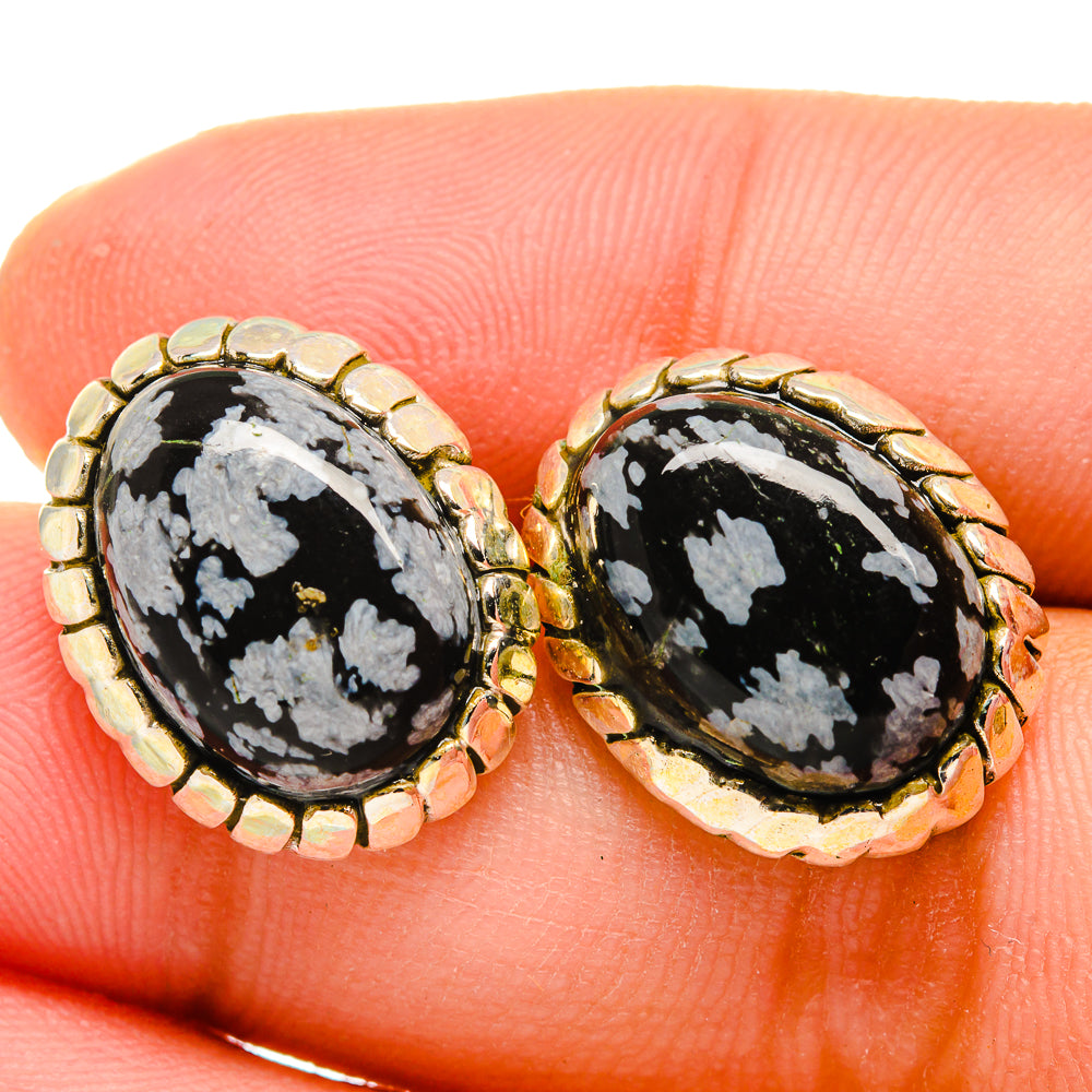 Snowflake Obsidian Earrings handcrafted by Anasilvercos - EARR419968
