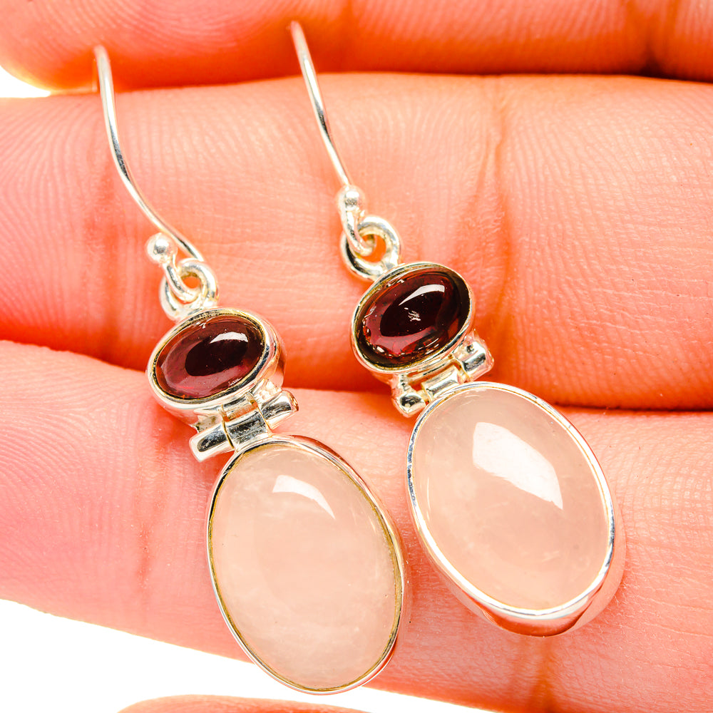 Rose Quartz Earrings handcrafted by Anasilvercos - EARR419970