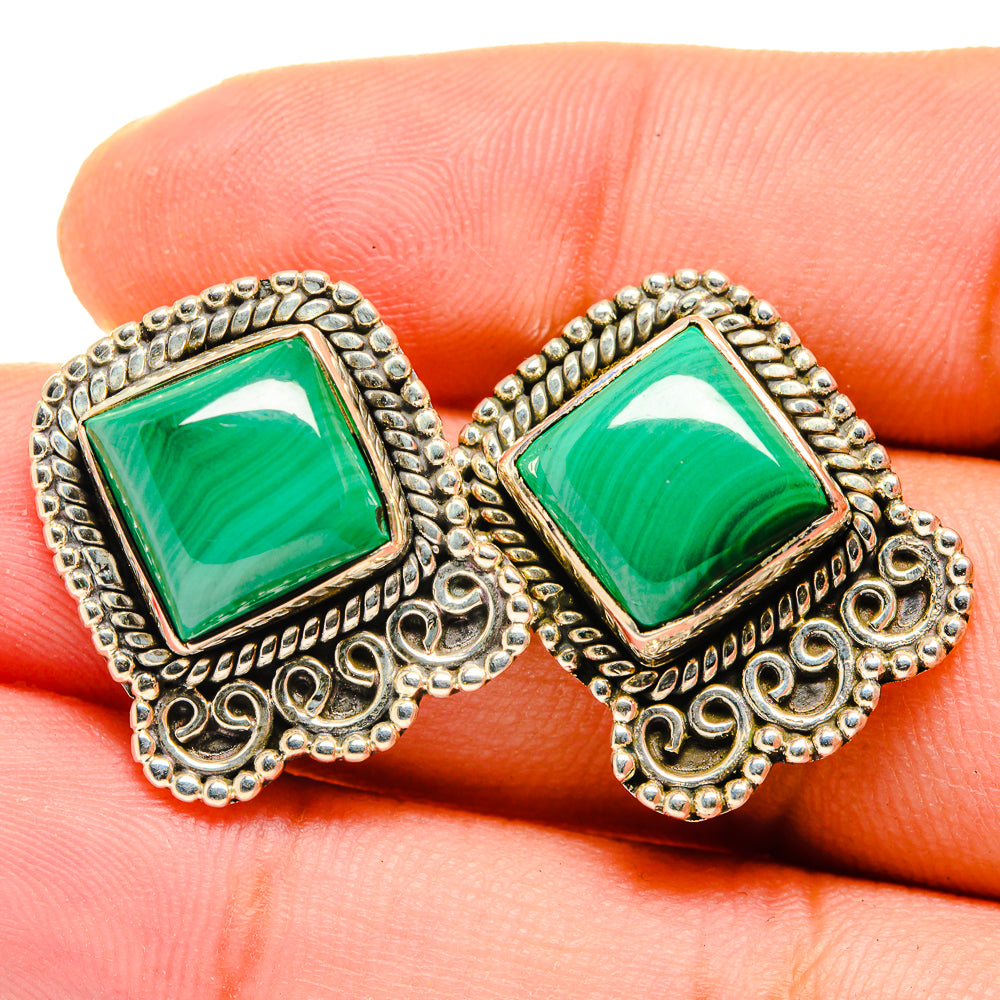 Malachite Earrings handcrafted by Anasilvercos - EARR419971