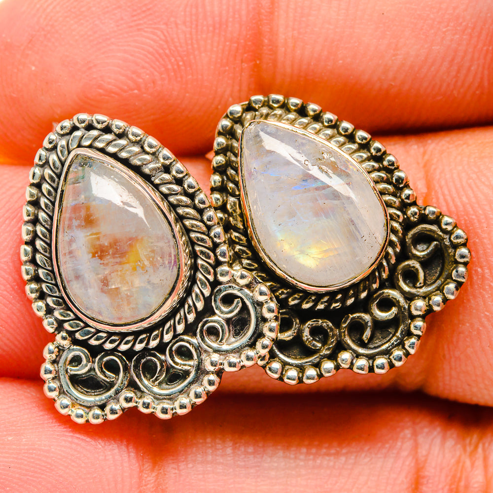 Rainbow Moonstone Earrings handcrafted by Anasilvercos - EARR419981