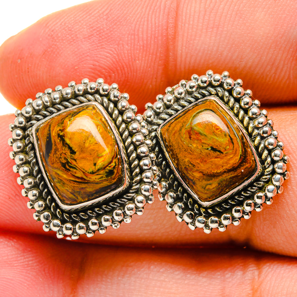 Golden Pietersite Earrings handcrafted by Anasilvercos - EARR419992