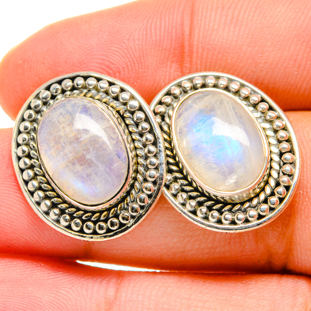 Rainbow Moonstone Earrings handcrafted by Anasilvercos - EARR420000