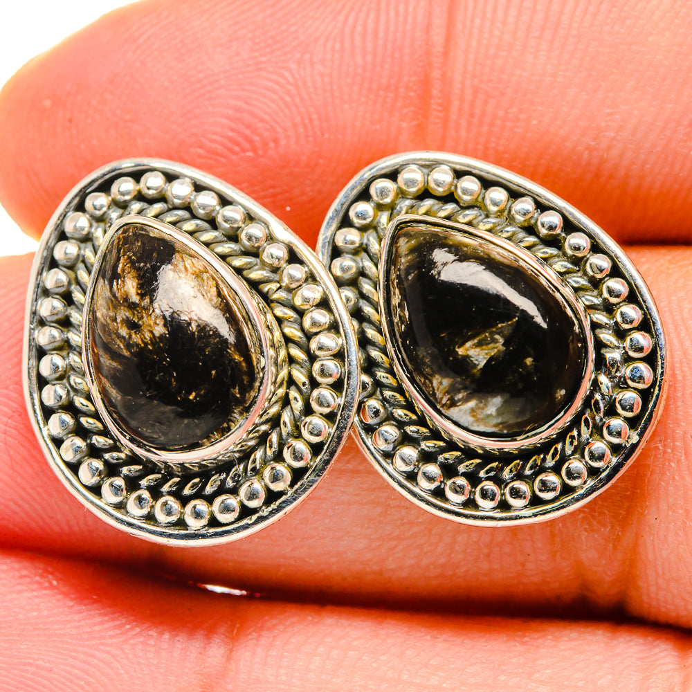Golden Seraphinite Earrings handcrafted by Anasilvercos - EARR420003