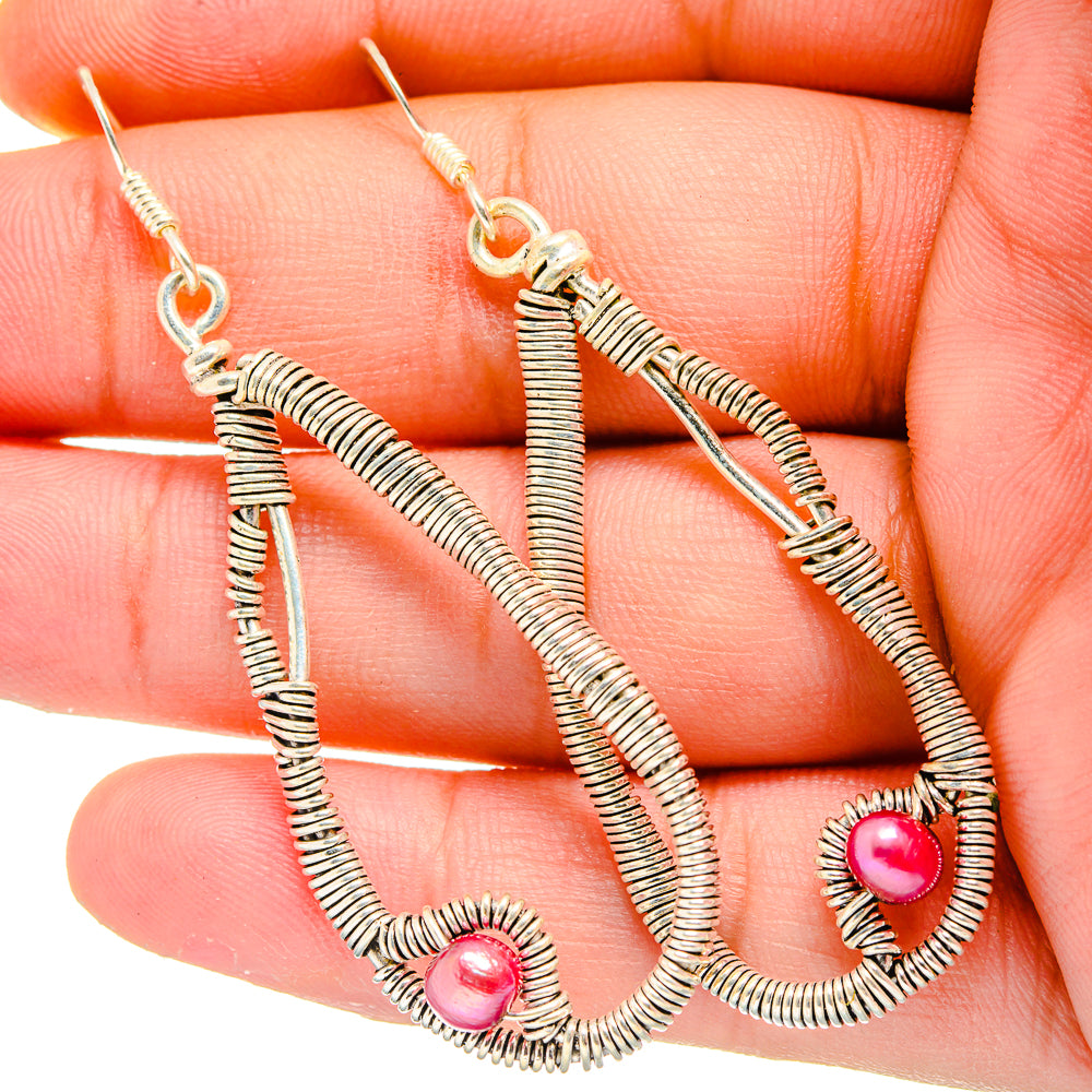 Pink Cultured Pearl Earrings handcrafted by Anasilvercos - EARR420013