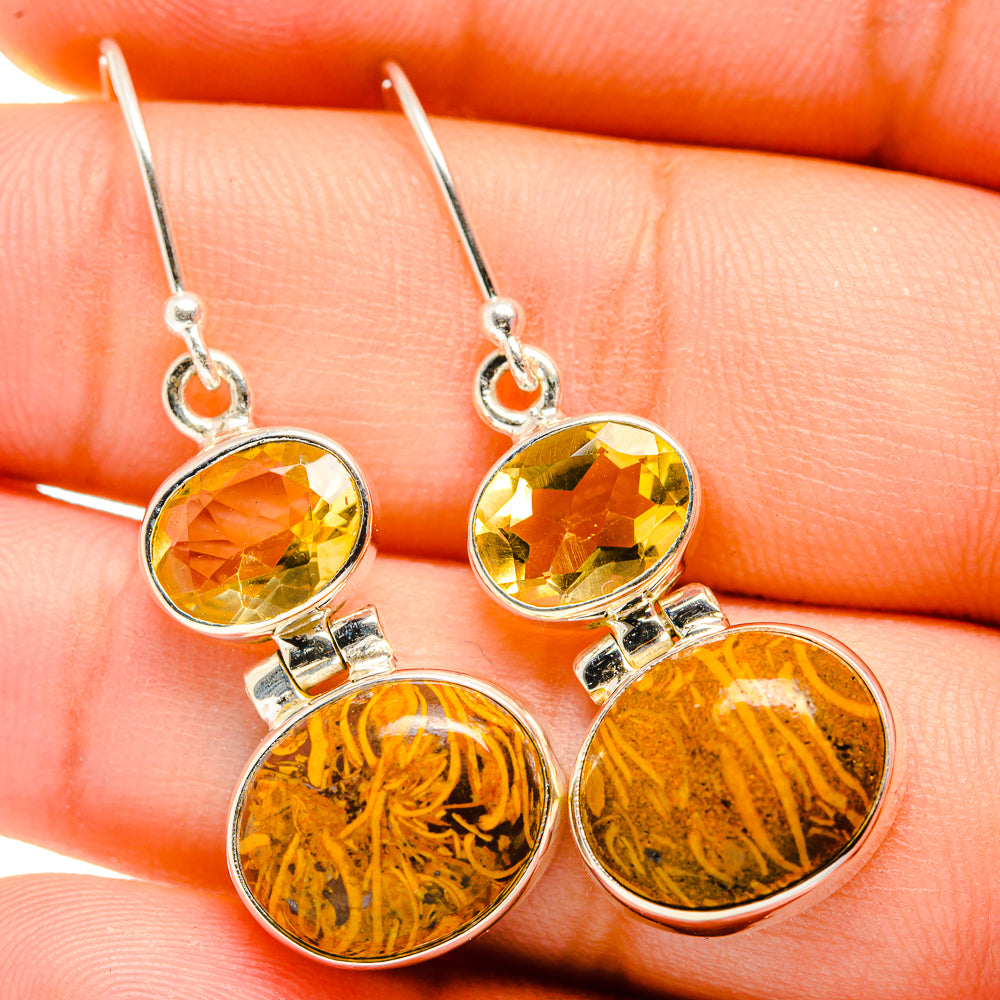 Palm Wood Jasper Earrings handcrafted by Anasilvercos - EARR420035