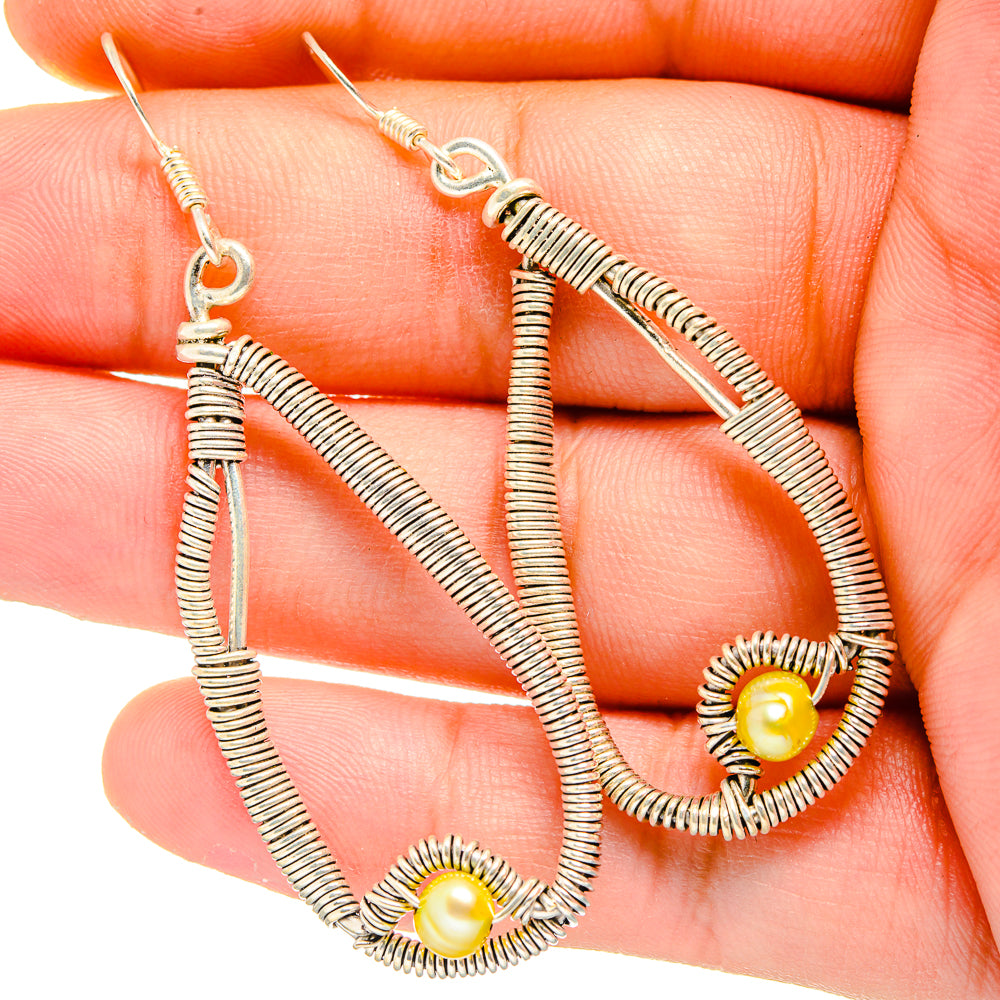 Yellow Cultured Pearl Earrings handcrafted by Anasilvercos - EARR420039