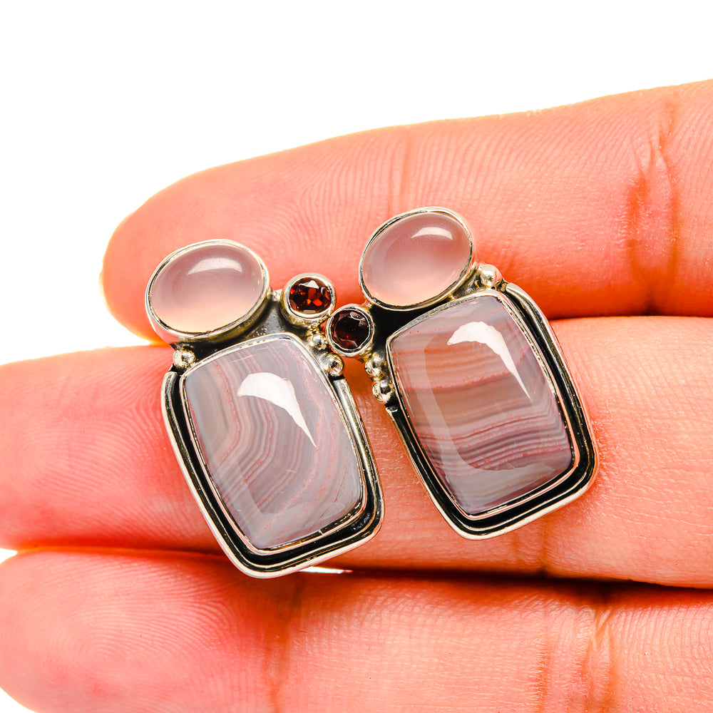 Botswana Agate Earrings handcrafted by Anasilvercos - EARR420054