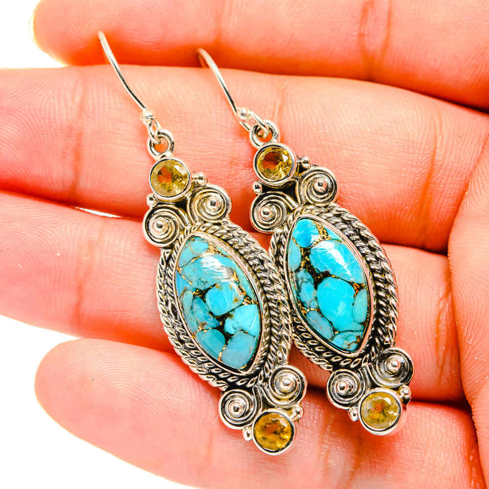 Blue Copper Composite Turquoise Earrings handcrafted by Anasilvercos - EARR420067