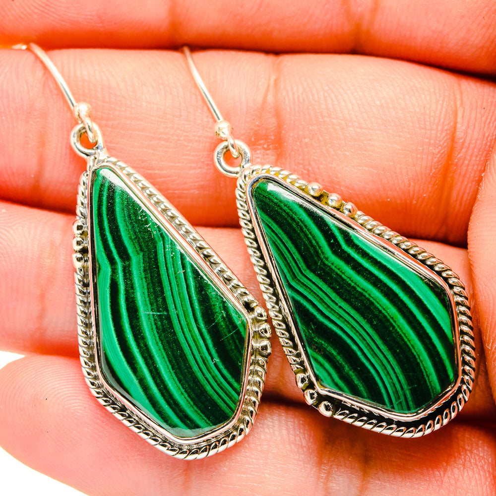 Malachite Earrings handcrafted by Anasilvercos - EARR420068