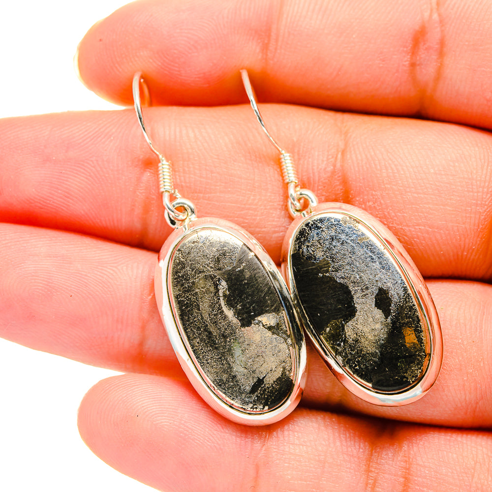 Pyrite In Black Onyx Earrings handcrafted by Anasilvercos - EARR420076