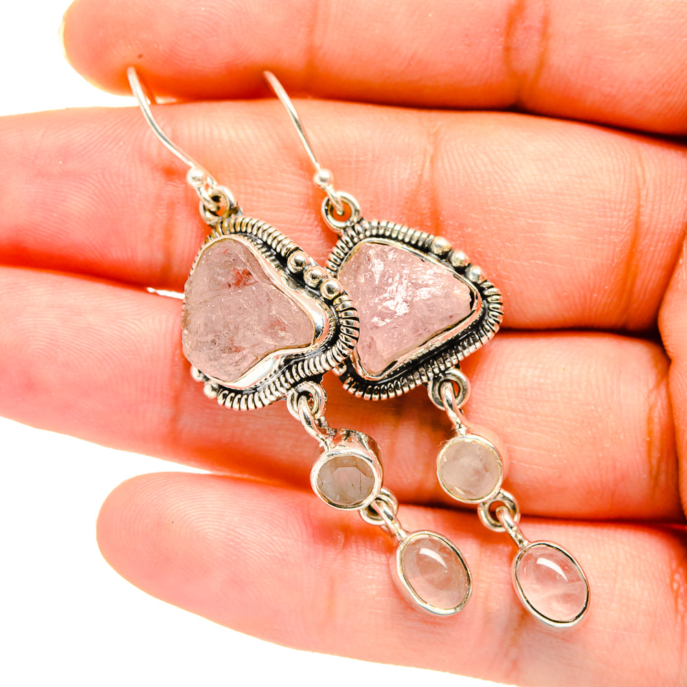 Rose Quartz Earrings handcrafted by Anasilvercos - EARR420078